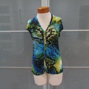 Vintage 90's Cache Animal Print  V-Neck Sleeveless  Blouse